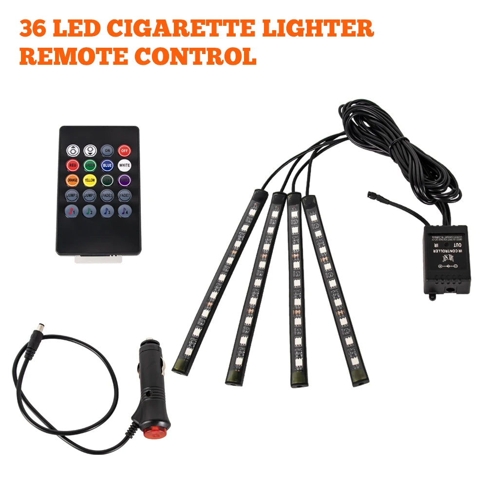 RGB Car Interior LED Ambient Light – Music Sync, App & Remote Control