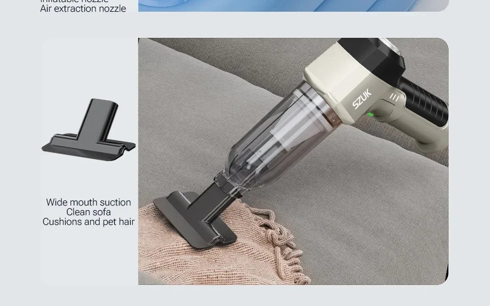 SZUK Cordless Car Vacuum Cleaner – 15KPa Strong Suction, HEPA Filter, 3-in-1