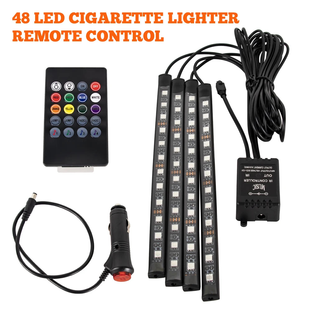 RGB Car Interior LED Ambient Light – Music Sync, App & Remote Control