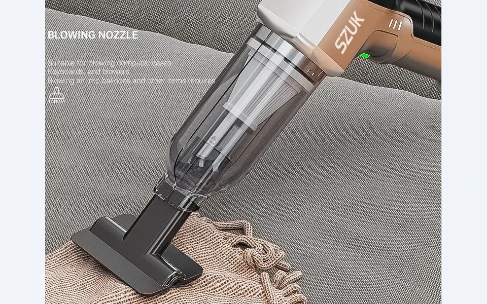 SZUK Cordless Car Vacuum Cleaner – 15KPa Strong Suction, HEPA Filter, 3-in-1