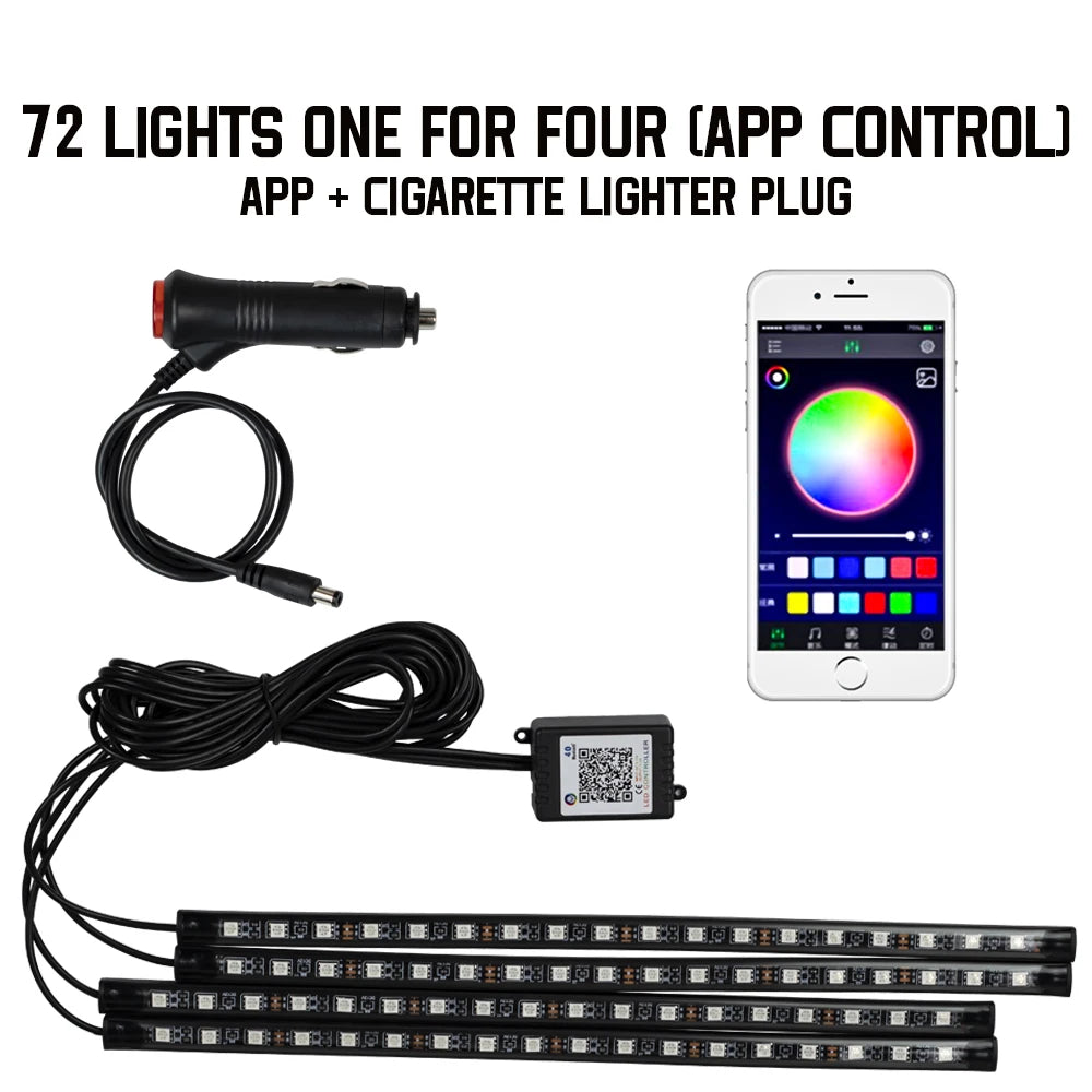 RGB Car Interior LED Ambient Light – Music Sync, App & Remote Control