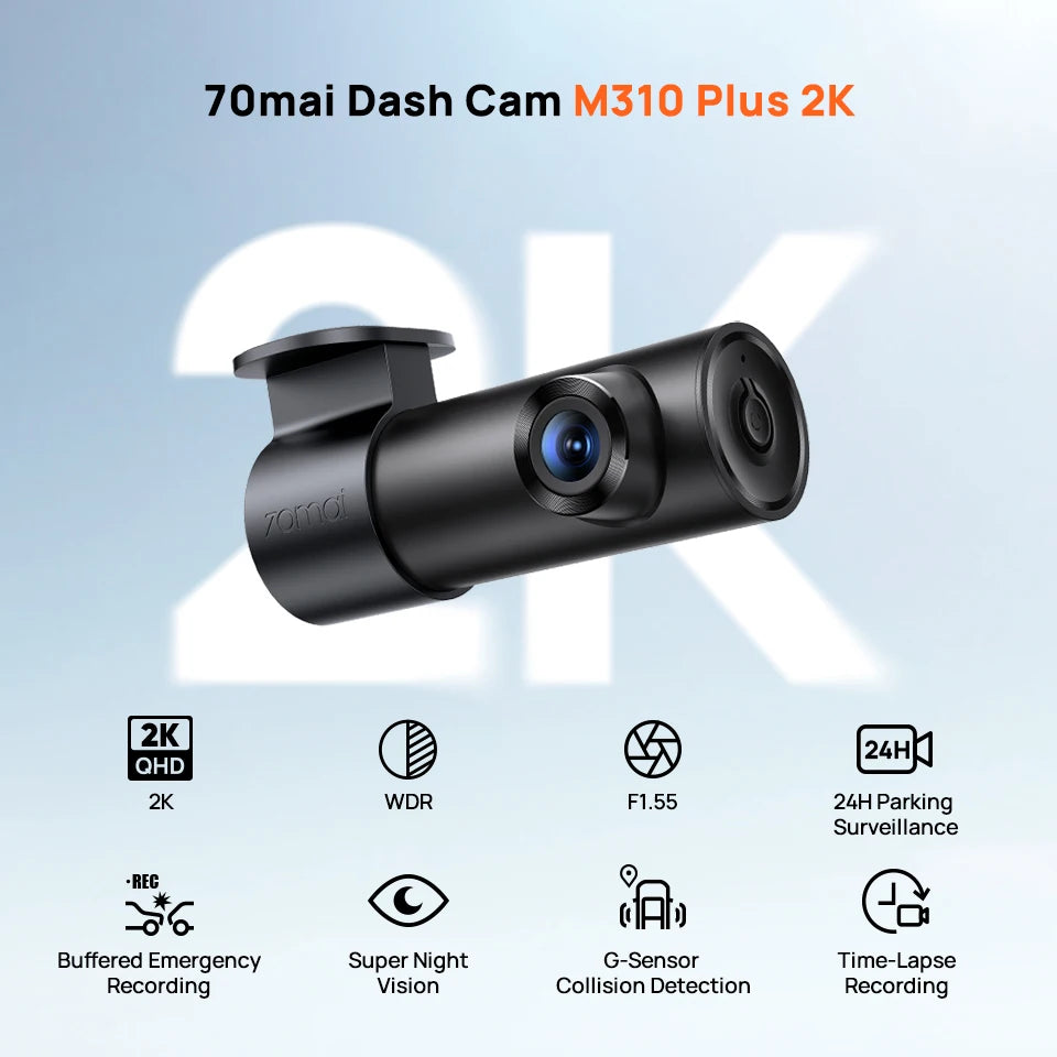 70mai M310 Plus 2K Dash Cam | 1440P QHD, 143° FOV, Night Vision & 24H Parking Guard