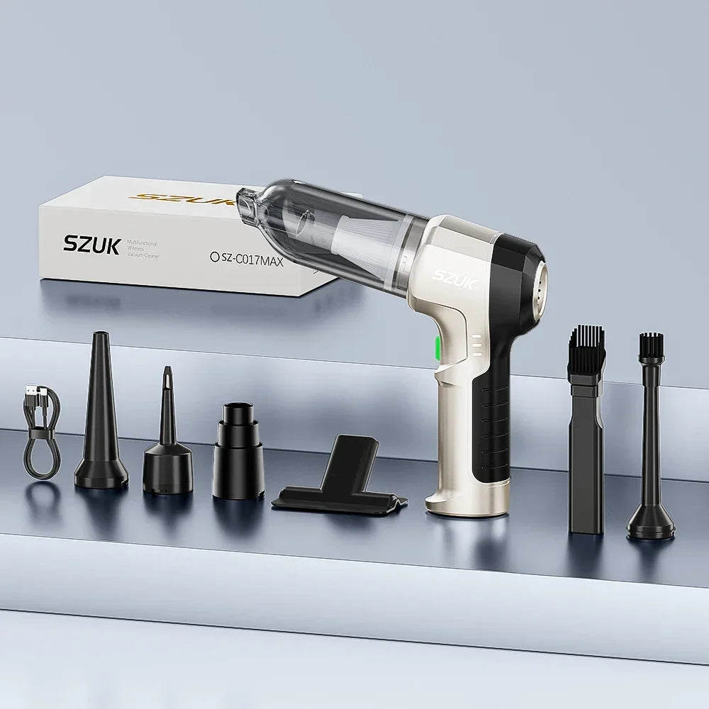 SZUK Cordless Car Vacuum Cleaner – 15KPa Strong Suction, HEPA Filter, 3-in-1
