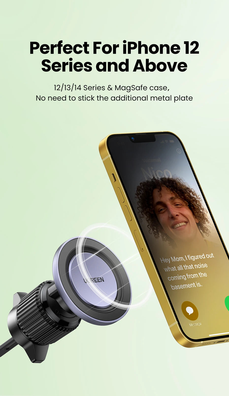 UGREEN Magnetic Car Phone Holder – Air Vent Mount