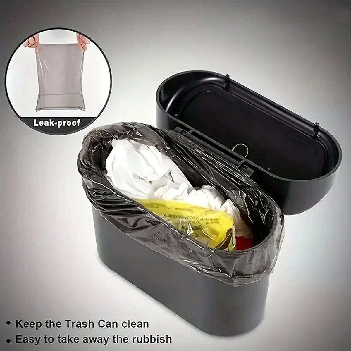 Car Trash Can with Lid & Garbage Bags – Leak-Proof, Portable & Hanging