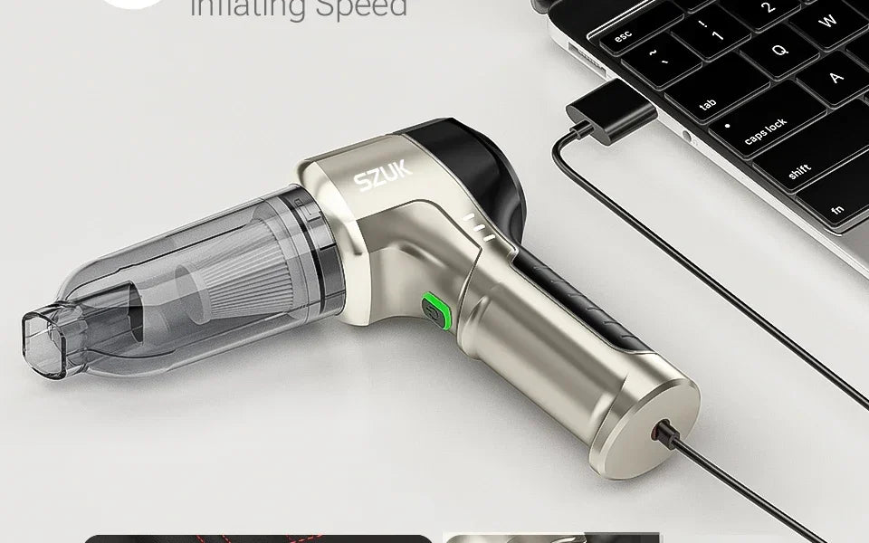 SZUK Cordless Car Vacuum Cleaner – 15KPa Strong Suction, HEPA Filter, 3-in-1