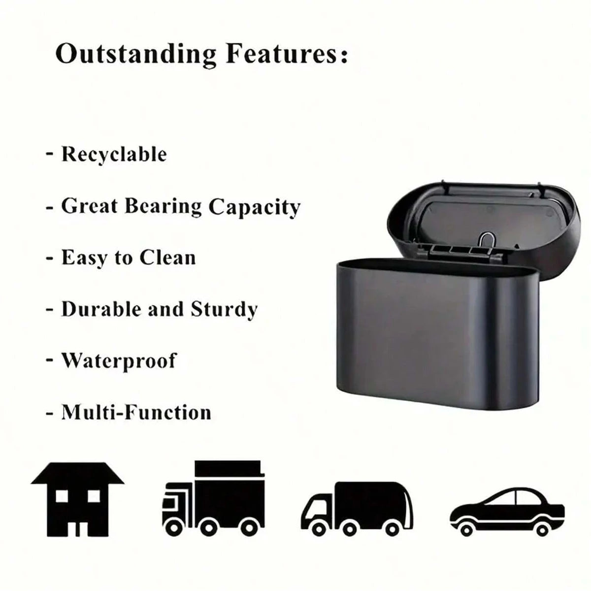 Car Trash Can with Lid & Garbage Bags – Leak-Proof, Portable & Hanging