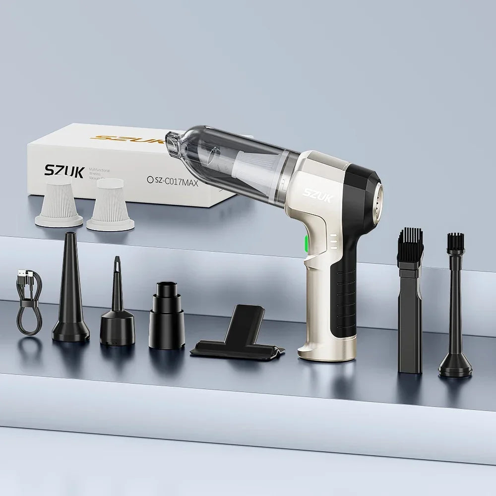 SZUK Cordless Car Vacuum Cleaner – 15KPa Strong Suction, HEPA Filter, 3-in-1