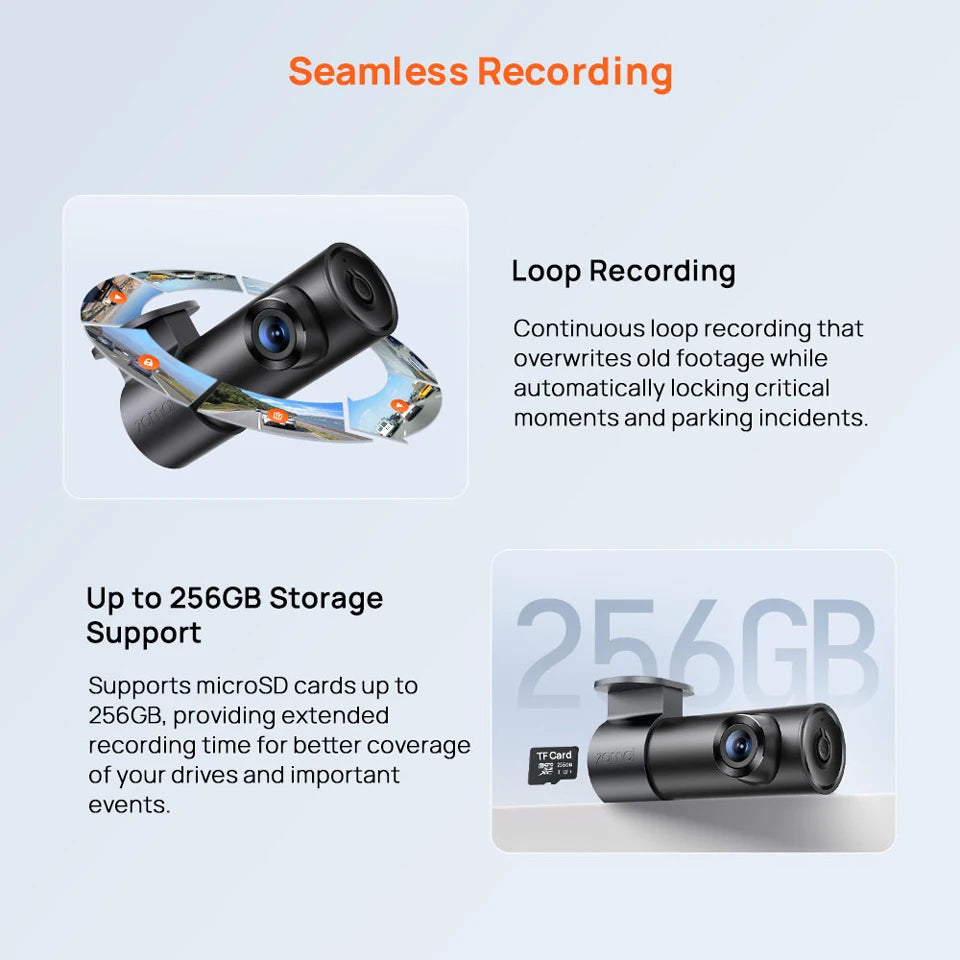 70mai M310 Plus 2K Dash Cam | 1440P QHD, 143° FOV, Night Vision & 24H Parking Guard