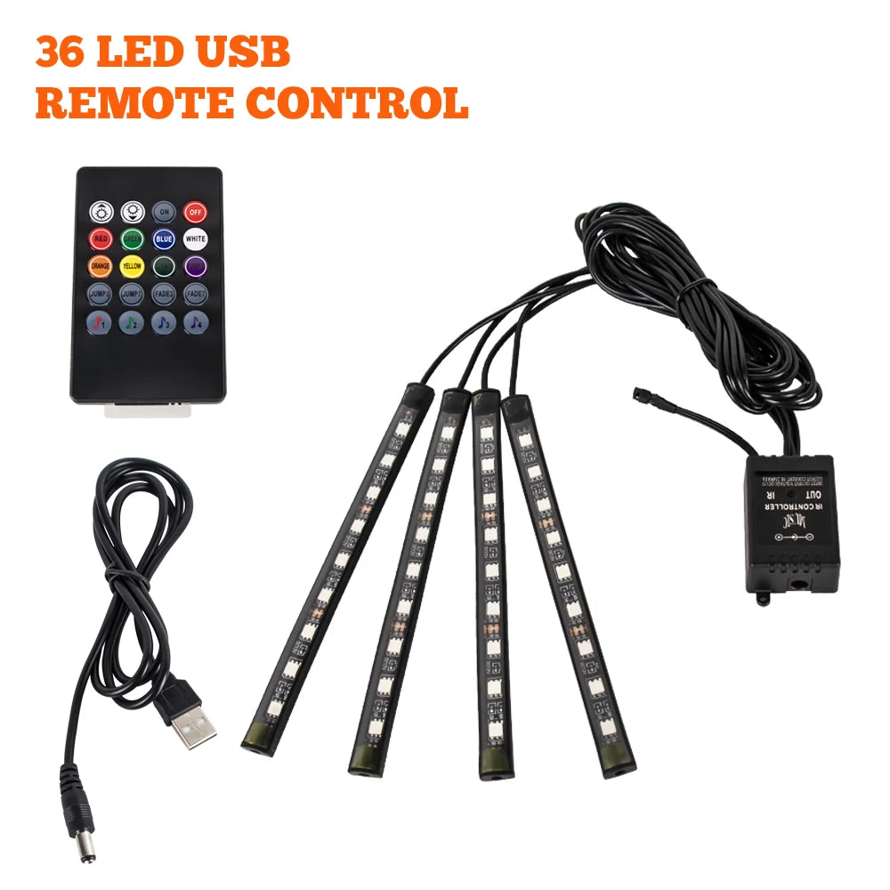 RGB Car Interior LED Ambient Light – Music Sync, App & Remote Control
