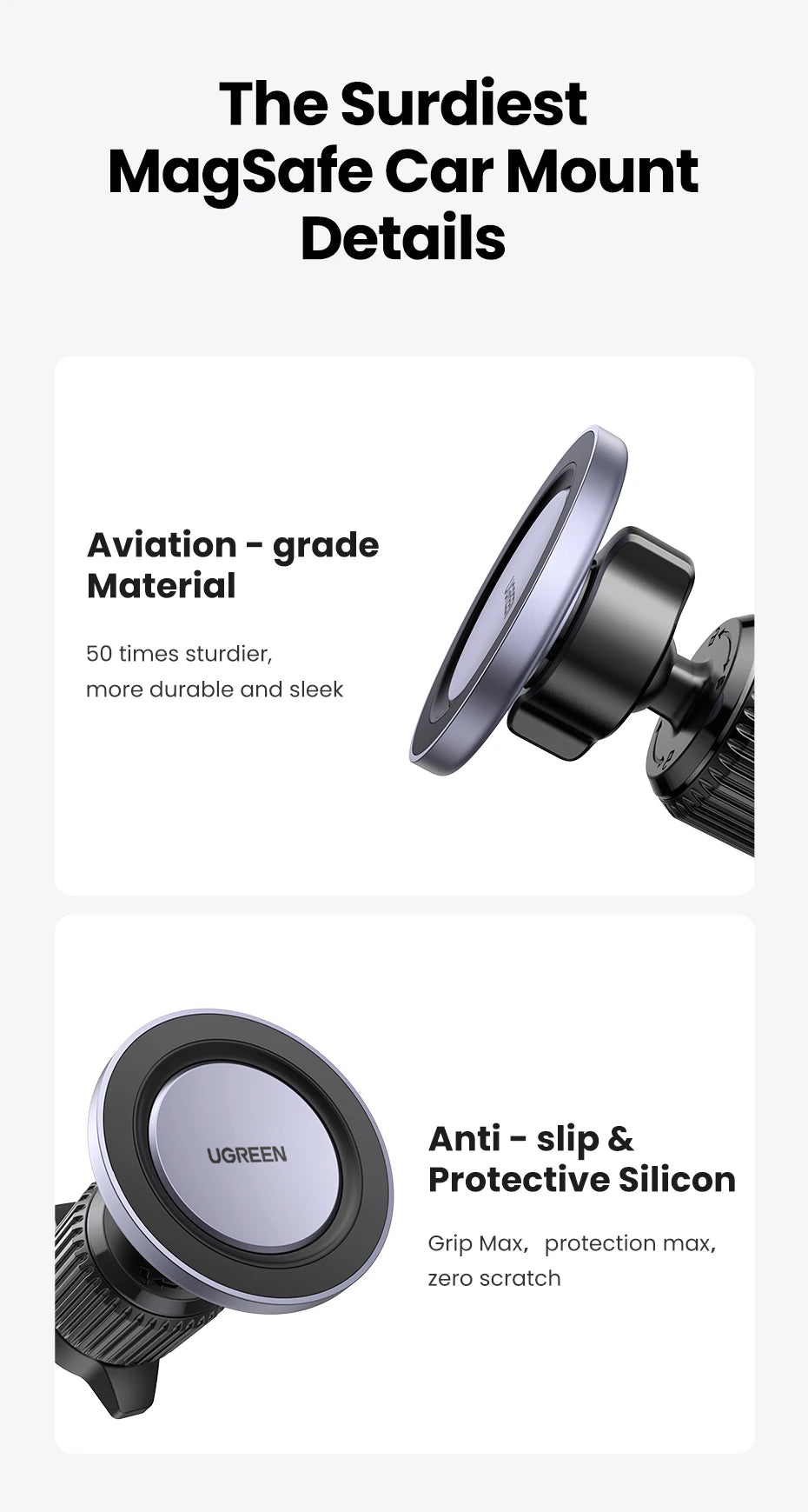UGREEN Magnetic Car Phone Holder – Air Vent Mount
