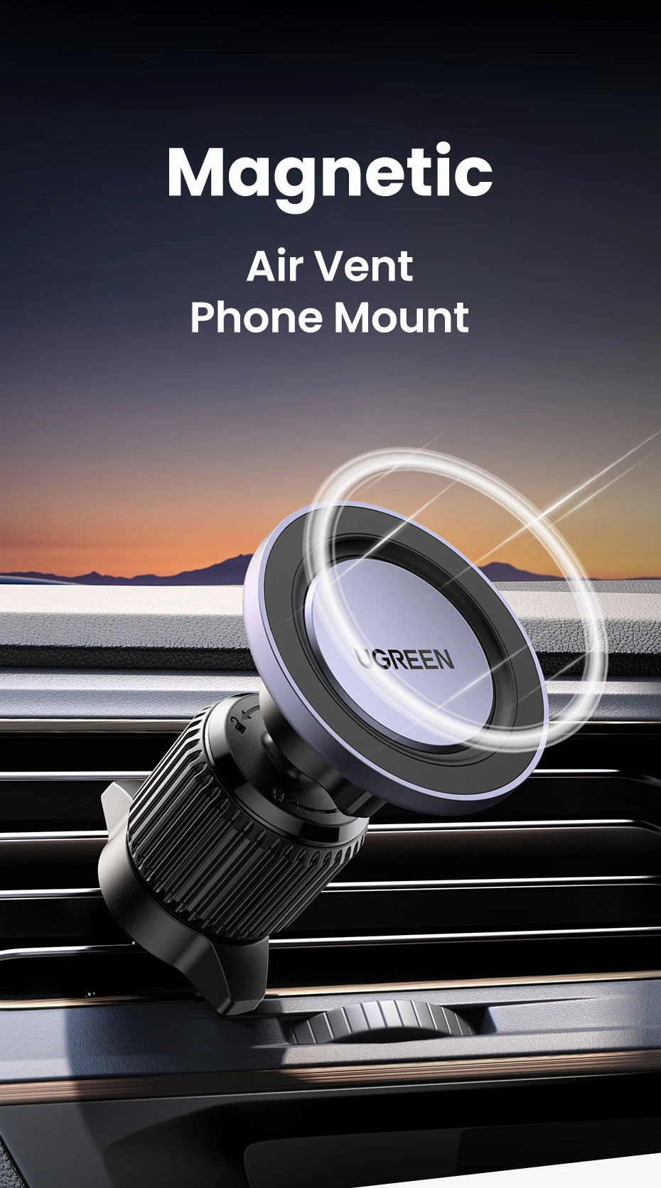UGREEN Magnetic Car Phone Holder – Air Vent Mount