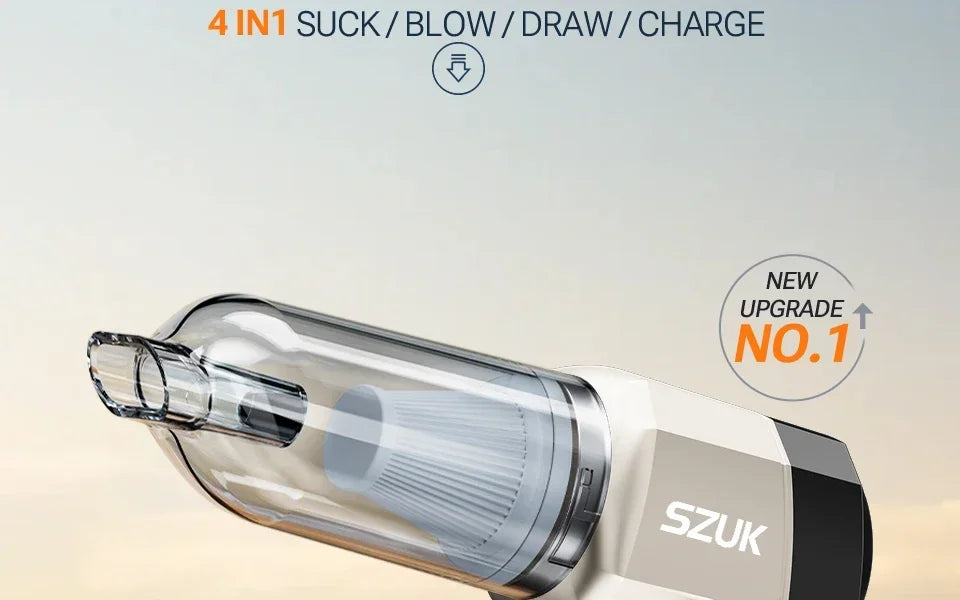 SZUK Cordless Car Vacuum Cleaner – 15KPa Strong Suction, HEPA Filter, 3-in-1
