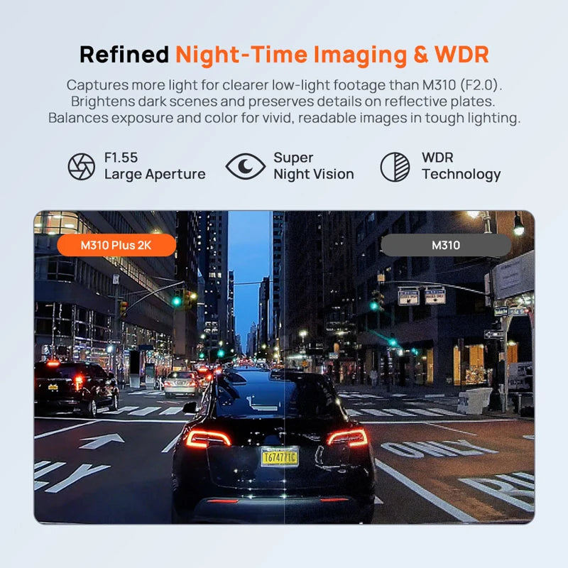 70mai M310 Plus 2K Dash Cam | 1440P QHD, 143° FOV, Night Vision & 24H Parking Guard