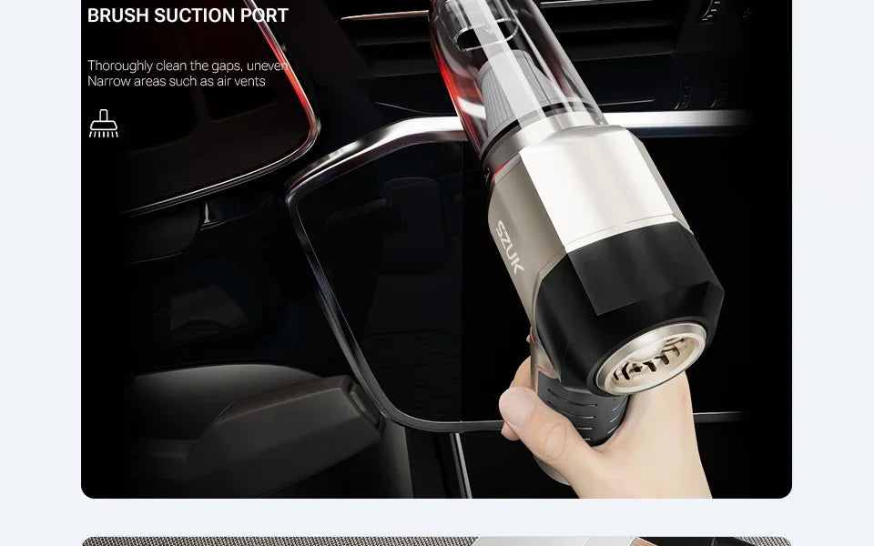SZUK Cordless Car Vacuum Cleaner – 15KPa Strong Suction, HEPA Filter, 3-in-1