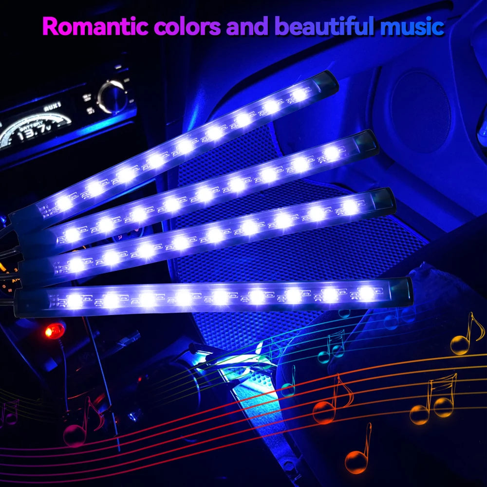 RGB Car Interior LED Ambient Light – Music Sync, App & Remote Control