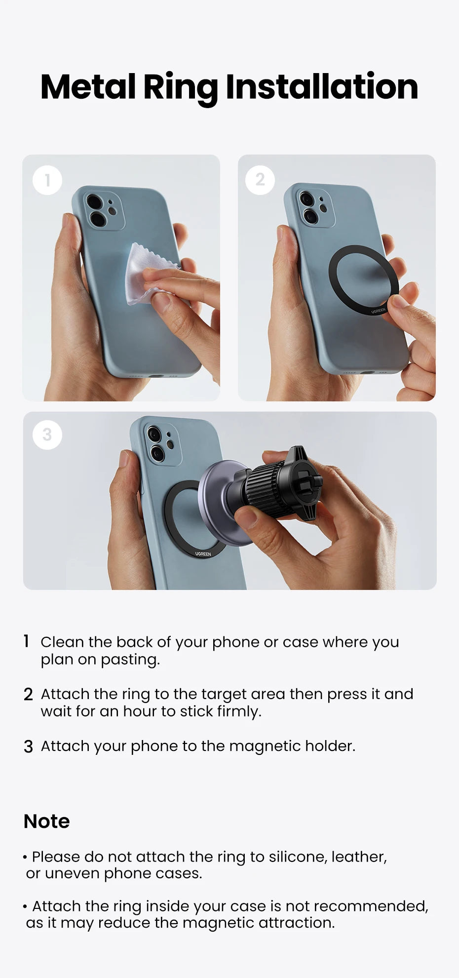 UGREEN Magnetic Car Phone Holder – Air Vent Mount