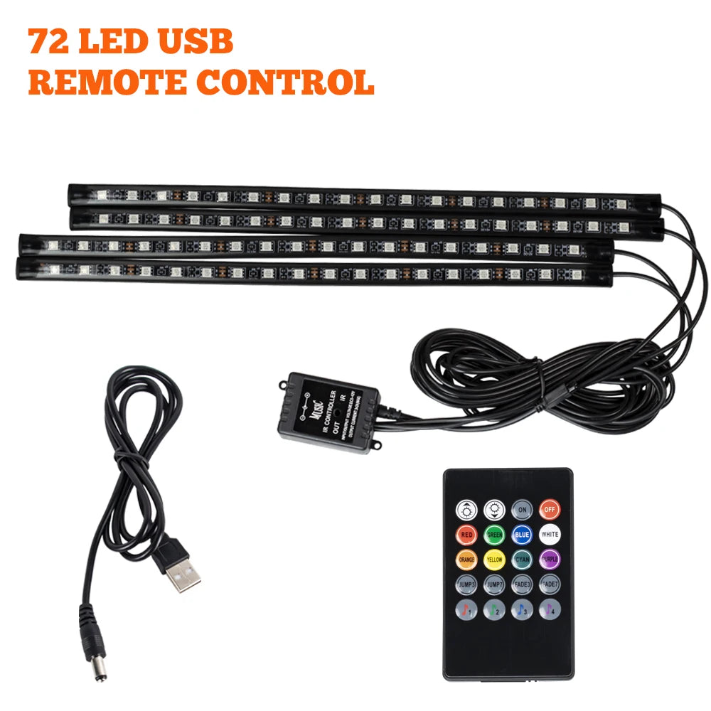 RGB Car Interior LED Ambient Light – Music Sync, App & Remote Control