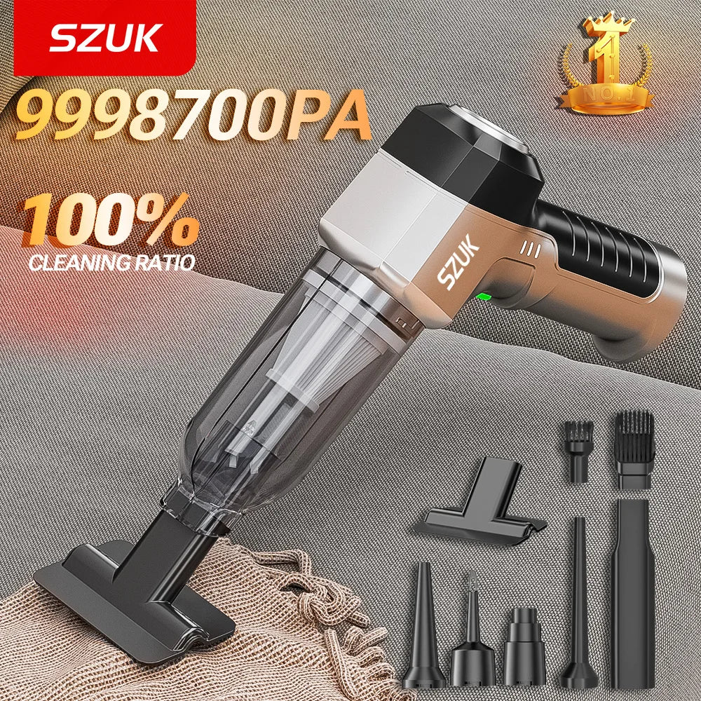 SZUK Cordless Car Vacuum Cleaner – 15KPa Strong Suction, HEPA Filter, 3-in-1
